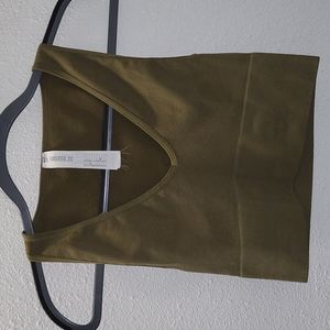 Green ribbed crop top